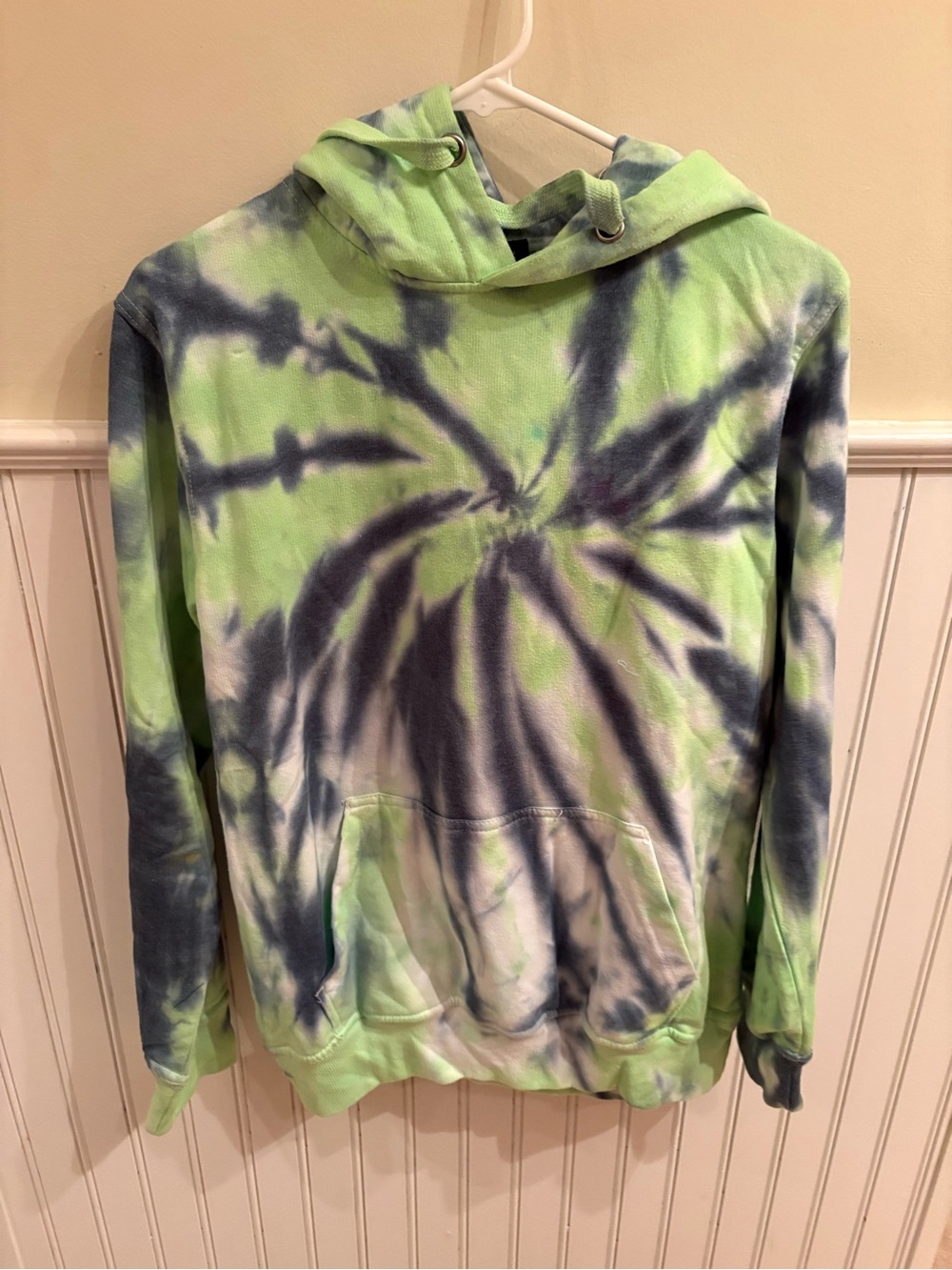 Freeway Lime Green and Navy Tie-Dye Hoodie